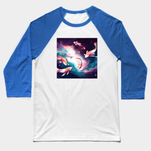 Koi Fish Swim Through the Cosmos Baseball T-Shirt